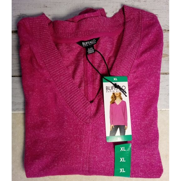 Buffalo David Bitton Women's Light Knit Sweater XL Raspberry Pink NWT - Picture 1 of 13